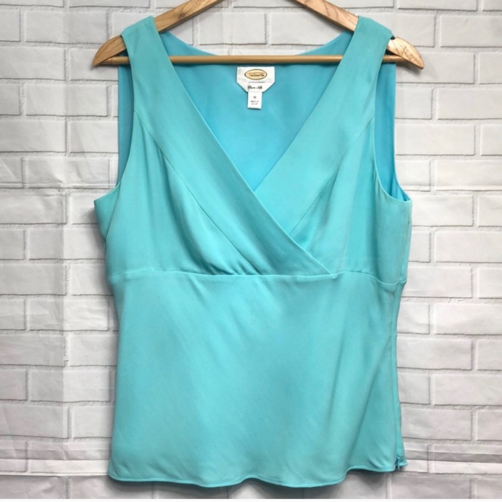 TALBOTS Baby Blue 100% Silk Sleeveless Top
